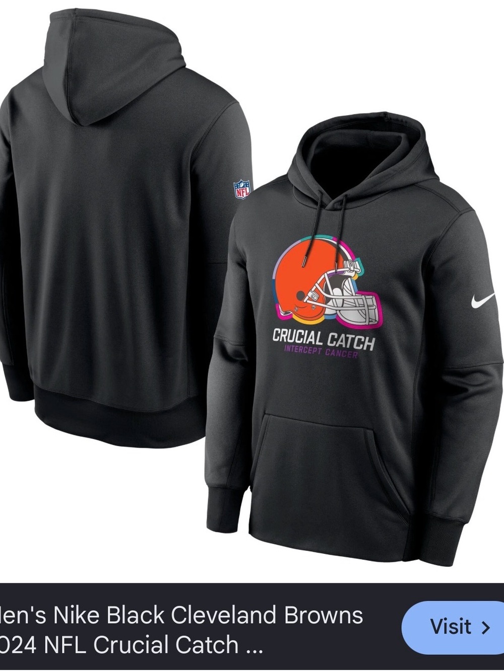 Nike Black Cleveland Browns Crucial Catch Hoodie